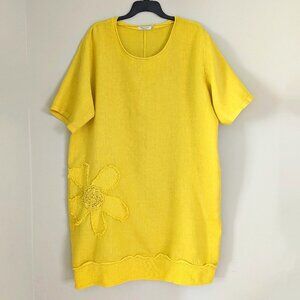 Serena Giorgi Yellow Linen Cotton Dress Casual Summer Size XXXL